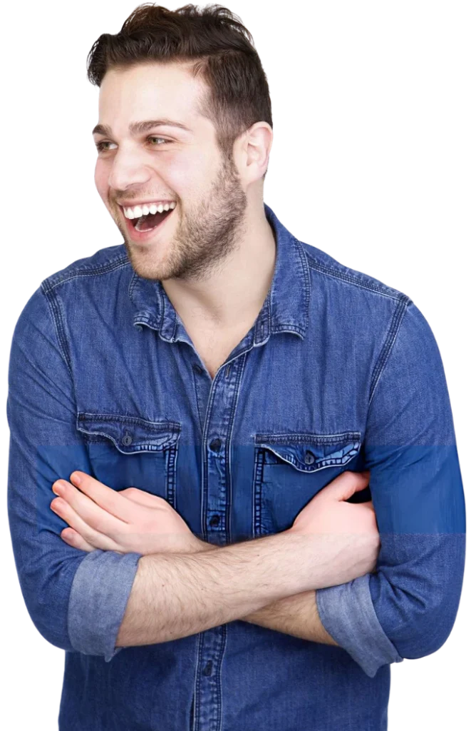 silhouette of a young man in a good mood taking peptide therapy