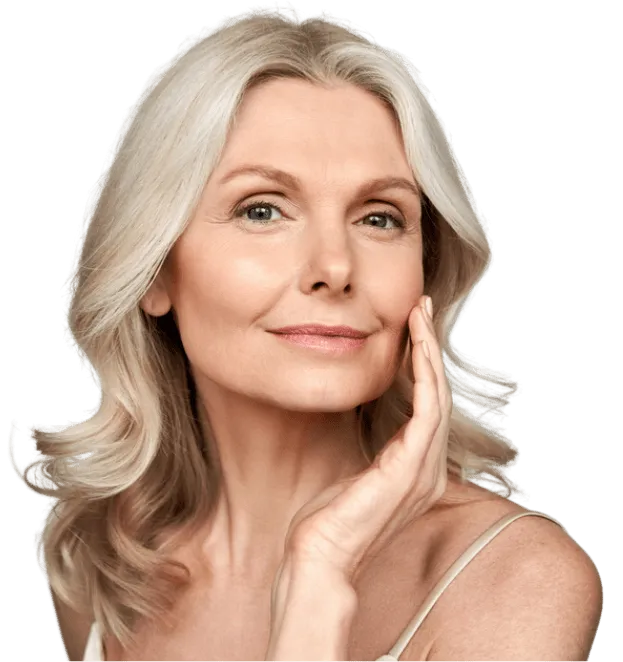 blonde older woman who looks much younger after taking anti aging peptides