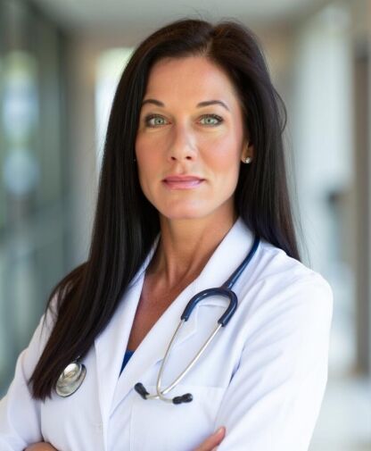 gina pastore nurse practitioner in a medical coat with stethescope