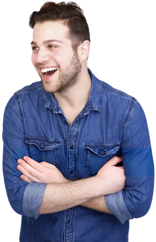 silhouette of a young man in a good mood taking peptide therapy