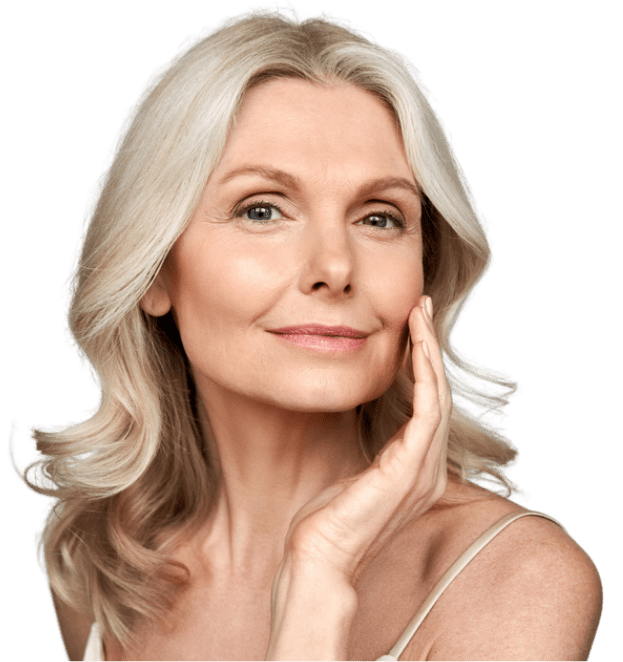 blonde older woman who looks much younger after taking anti aging peptides